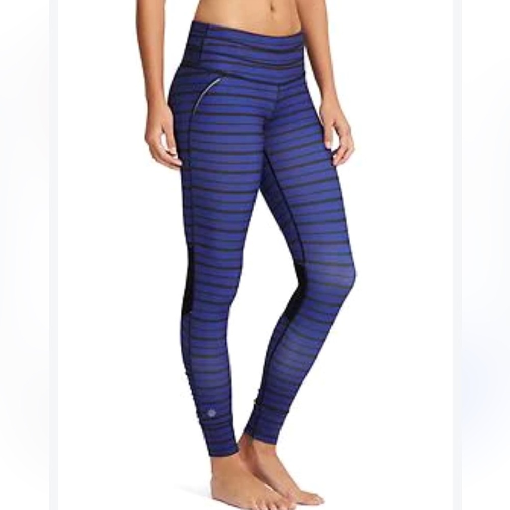 Athleta Striped Purple black workout  Leggings women’s size medium